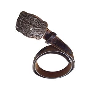 Justin Western Leather Belt With Longhorn Buckle